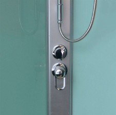 Sprchový box, R550, 90x90x221 cm, profily satin ALU, sklo Point, SMC vanička, se stříškou, komplet