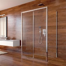 Lima sprchový kout, 90x100x90x190 cm, pev.díl x zasunovací dveře x pev.díl, chrom ALU, čiré