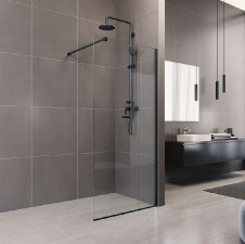 Novea sprchová stěna Walk in Black 90 x 200 cm, sklo 8mm, lišta ke stěně, 1 upevňovací rameno. EASY