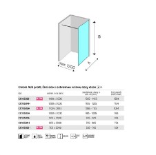 Novea sprchová stěna Walk in 80 x 200 cm, sklo 8mm, lišta ke stěně, 1 upevňovací rameno, EASY CLEAN