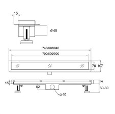Novea sprchové dveře 90x200 cm, pravé, nerezový žlab ke stěně s roštem