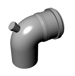 Koleno DN 80/90 st., s nátrubkem, O/M, Al, bílé