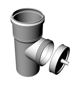 Revizní kus DN 200 s odtokem kondenzátu, horizontální, plast
