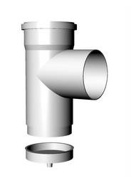 Revizní T-kus DN 80,s odtokem kondenzátu,  vertikální, plast