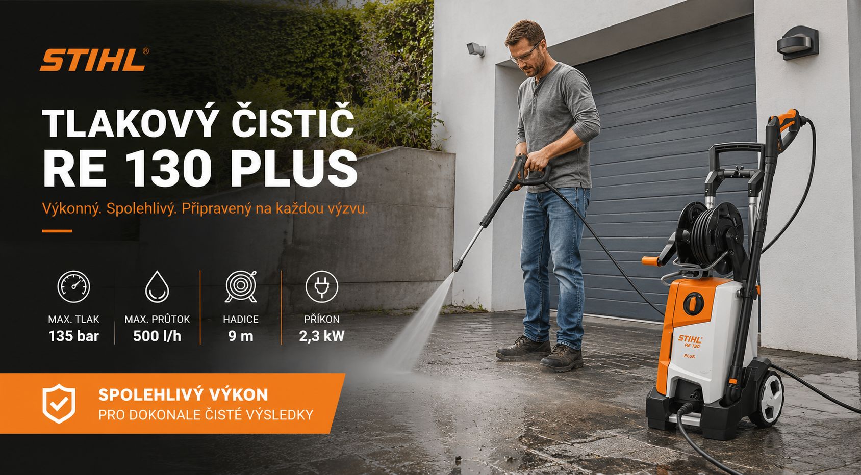 STIHL RE 130 PLUS – výkonný tlakový čistič pro dům i zahradu
